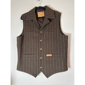 Powder River Outfitters Montana Pinstriped Wool Vest Mens Small Western Workwear